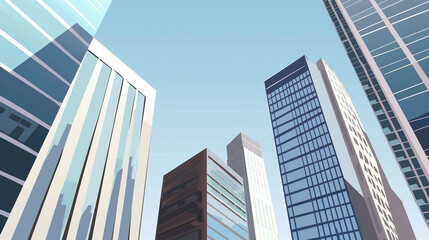 A futuristic skyscraper with a sleek, reflective glass facade rising against a clear blue sky, showcasing modern urban architecture and advanced design