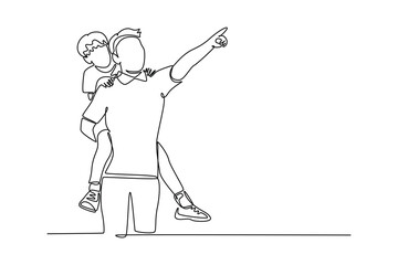 Parent-child relationship, communication concept. Single line draw design vector graphic illustration.