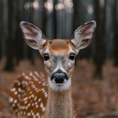 Close-up portrait of a curious deer