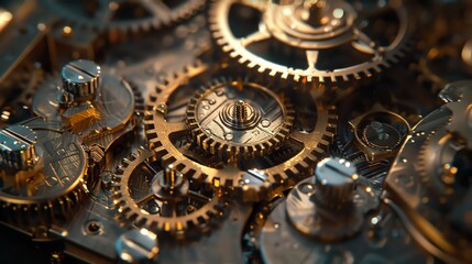Microscopic Gearwork  Detailed macro of miniature gears in a high   tech watch, each tooth perfect and precise, under an electron microscope