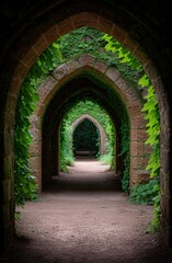 Fototapeta premium Enchanting stone archway surrounded by lush greenery