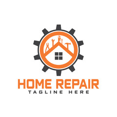 home repair, roofing, remodeling, handyman, home renovation, decor logo