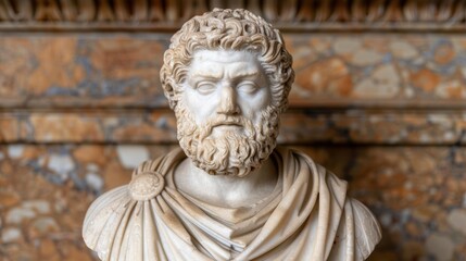 Obraz premium Marble bust of a bearded man with curly hair