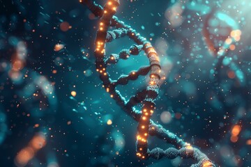 DNA double helix. DNA molecule structure. Medical science research of chromosome DNA genetic biotechnology in human genome cell. Science laboratory experiments analysis and genetic engineering study. 