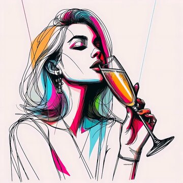 girl with a champagne