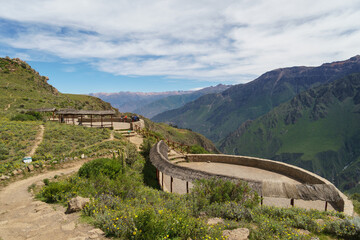 Colca Canyon, Peru: The famous Cruz del Condor viewpoint by the famous Colca Canyon near Arequipa...