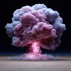 Dramatic explosion of colorful smoke in the desert