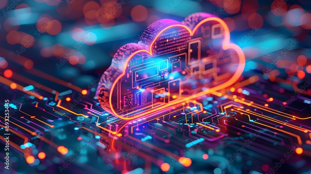 Aufkleber vibrant and secure cloud native computing concept with automated threat detection