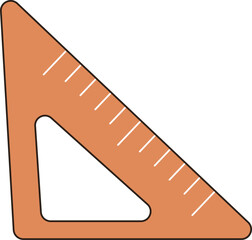 Triangle ruller illustration with flat design style in orange color
