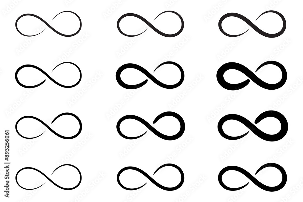 Wall mural hand drawn infinity symbol. black infinity icon. eternity, infinite, limitless and forever signs.