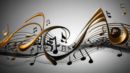 An abstract depiction of musical staves transformed into waves symbolizing sound.