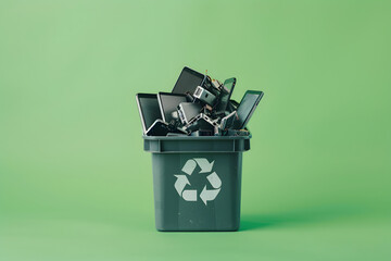 A recycle bin filled with e wastes, a concept for e waste management