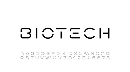 Technology font, digital cyber alphabet made futurism style, letters A, B, C, D, E, F, G, H, I, J, K, L, M, N, O, P, Q, R, S, T, U, V, W, X, Y, Z and numerals 0, 1, 2, 3, 4, 5, 6, 7, 8, 9 space style