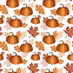 Cozy auttumn,fall season seamless pattern.
watercolor pattern pumpkin  autumn. Pumpkins collection.