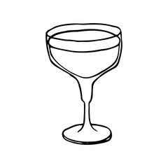 filled cocktail glass - hand drawn outline drawing