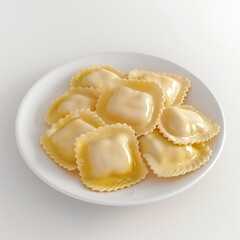 ravioli in dish isolated on white background