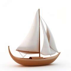 Obraz premium 3D render style of a sailboat isolated on white background