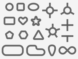 Set Flat Road Track Vector Design Element in Many Shape Collection.