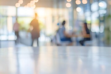 Soft of blurred people meeting at table. Abstract white blurred office interior space background. Business people working at office, blurred background. Business concept 