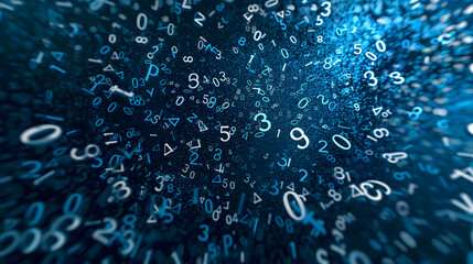 Abstract Mathematical Pattern with Random Scattered Decimal Numbers on Dark Background