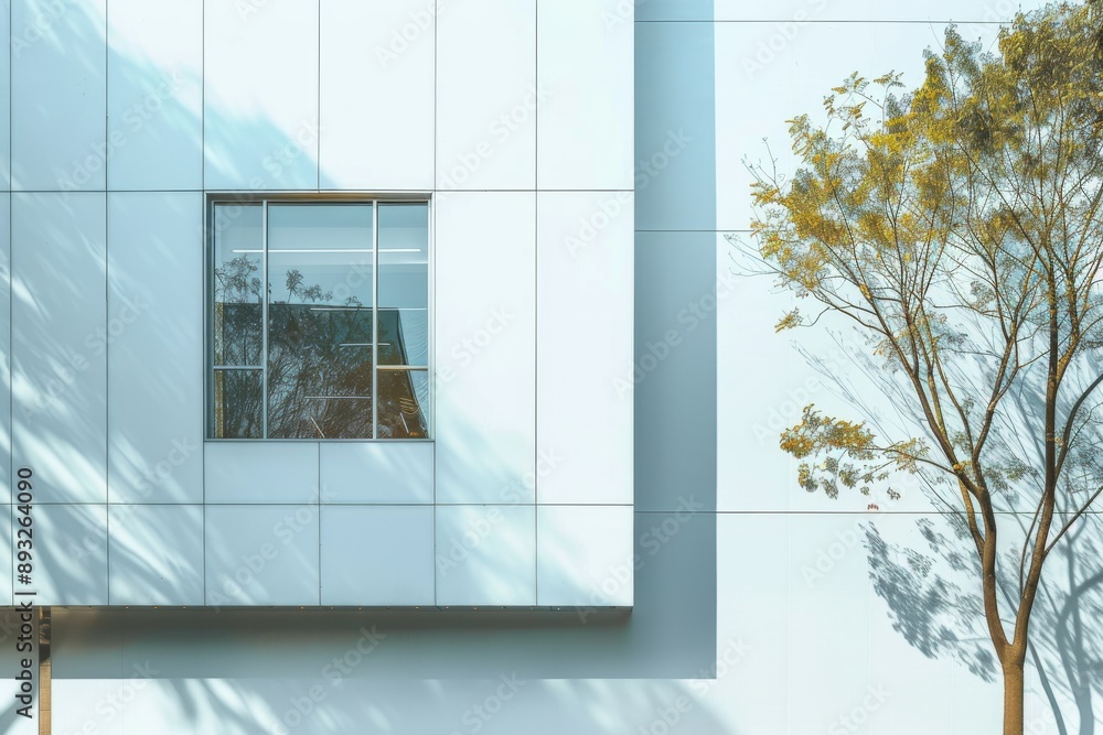 Poster minimalist modern architecture with a single window