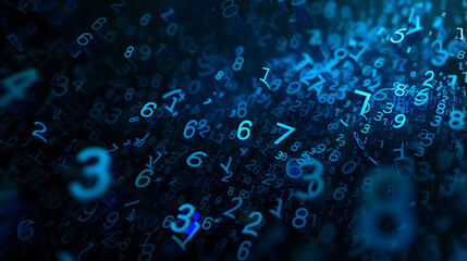 Abstract Mathematical Pattern with Random Scattered Decimal Numbers on Dark Background