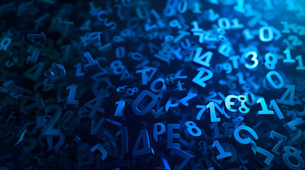 Abstract Mathematical Pattern with Random Scattered Decimal Numbers on Dark Background