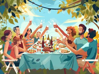 Cheers and Celebrations: A Joyous Garden Party Gathering with Family and Friends
