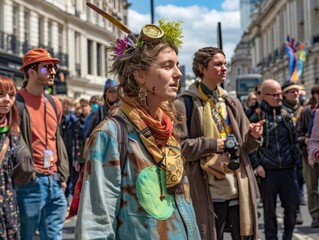 Fototapeta premium Climate Warriors: Extinction Rebellion Takes to the Streets of London to Fight Fossil Fuels