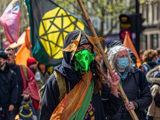 Obraz premium London Climate March: Extinction Rebellion Takes a Stand Against Fossil Fuels in the West End