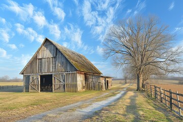 Rustic Barn in a Serene Countryside Setting