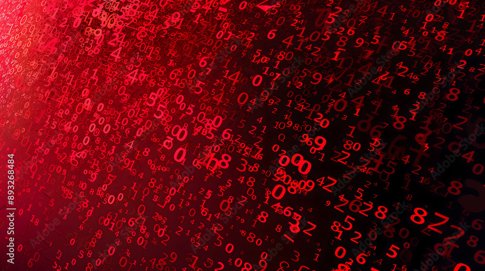 Poster abstract mathematical pattern with random scattered decimal numbers on dark background