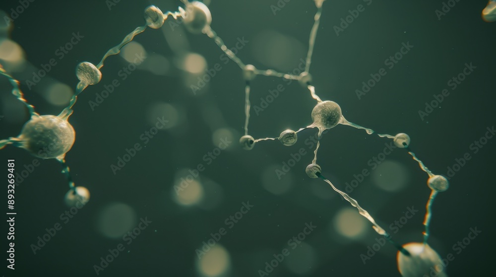 Poster abstract neural network connected nodes depiction art