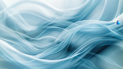 Abstract flowing blue lines with bright spot of light.