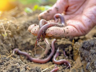 Fototapeta premium Embracing Earthworms: Organic Fertilizers and Eco-Friendly Farming Practices