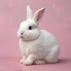 Obraz premium White bunny on pink background 