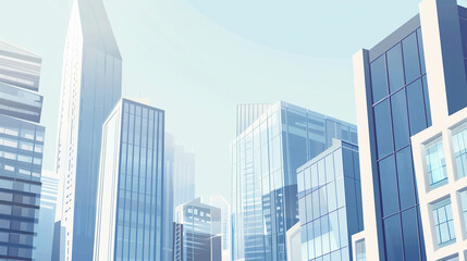 Fototapeta premium A futuristic skyscraper with a sleek, reflective glass facade rising against a clear blue sky, showcasing modern urban architecture and advanced design