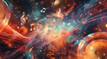 Fototapeta premium Floating Music Notes in Space