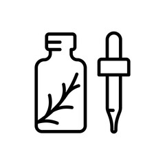 Aromatherapy concept. Dropper, bottle with pipette simple line icon. Beauty essence, serum or essential oil. Vector illustration for beauty shop.