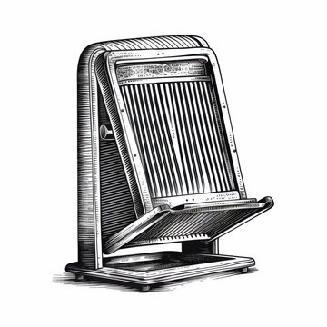 recommend clip art: Black and white Vintage engraved art of a washboard isolated on white background, ink sketch illustration, simple vector art design, highly detailed line art, high contrasty