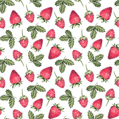 strawberry watercolor seamless pattern