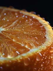 Vivid Macro Photography of Fresh Orange Slices with Dripping Juice Captured in High Detail