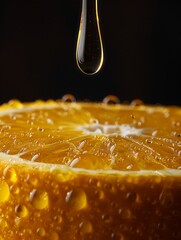 Vivid Macro Photography of Fresh Orange Slices with Dripping Juice Captured in High Detail