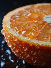 Vivid Macro Photography of Fresh Orange Slices with Dripping Juice Captured in High Detail