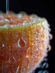 Vivid Macro Photography of Fresh Orange Slices with Dripping Juice Captured in High Detail