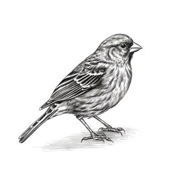 recommend clip art: Black and white Vintage engraved art of a canary isolated on white background, ink sketch illustration, simple vector art design, highly detailed line art, high contrasty