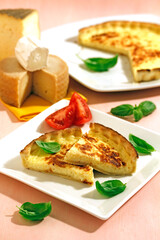 Tart with three cheeses.
