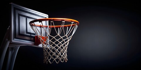 Closeup basketball hoop on dark background Generative AI