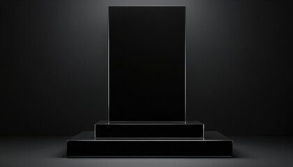 black glossy square podium with free space