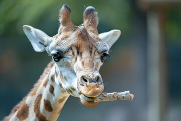 Fototapeta premium Giraffes with sometimes chew on bones in order to get calcium and phosphorus.
